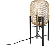 QAZQA Lampe de table moderne noire et dorée - Bliss Mesh