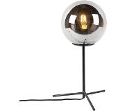 QAZQA Lampe de table art déco noir avec verre fumé 45,5 cm - Pallon