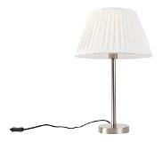 QAZQA Lampe de table classique acier avec abat-jour plissé blanc 35 cm - Simplo