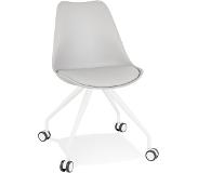 Alterego Chaise de bureau sur roulettes 'SKIN' grise avec structure en métal blanc