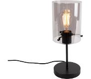 QAZQA Lampe de table design noir avec verre fumé sur standard - Dôme