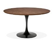 Alterego Table à dîner / de bureau ronde design 'GLOBO' en bois finition Noyer et pied central en métal noir - Ø120 cm