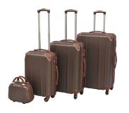 vidaXL Ensemble de valises à roulettes quatre pièces couleur café