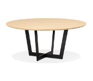 Alterego Table de salle à manger ronde 'LULU' en bois finition naturelle et métal noir - Ø120 cm