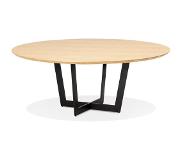 Alterego Table de salle à manger ronde 'LULU' en bois finition naturelle et métal noir - Ø140 cm