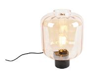 QAZQA Lampe de table design noire avec verre ambré - Qara