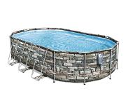Bestway Ensemble de piscine ovale Power Steel Comfort 610x366x122 cm