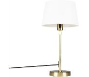 QAZQA Lampe de table or / laiton avec abat-jour blanc 25 cm réglable - Parte