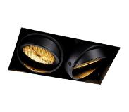 QAZQA Spot encastrable noir 2 lumières GU10 AR111 Trimless - Oneon Honey