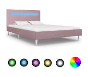 vidaXL Cadre de lit avec LED Rose Tissu 120 x 200 cm