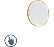 QAZQA Miroir de salle de bain rond doré avec LED avec variateur tactile - Miral