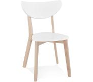 Alterego Chaise moderne 'MONA' blanche et structure en bois finition naturelle - Commande par 2 pièces / Prix pour 1 pièce