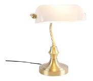 QAZQA Lampe de notaire classique en or avec verre opale - Banker