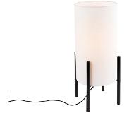 QAZQA Lampe de table design abat-jour en lin noir blanc - Rich