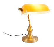 QAZQA Lampe de notaire classique en bronze avec verre ambré - Banker