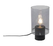 QAZQA Lampe de table moderne noire avec verre fumé - Vidra