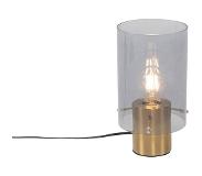 QAZQA Lampe de table vintage en laiton avec verre fumé - Vidra