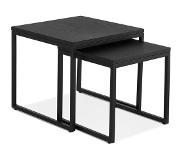 Alterego Set de 2 tables gigognes emboîtables style industriel 'MOMA' en bois et métal noir