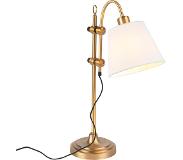 QAZQA Lampe de table classique bronze avec abat-jour blanc - Ashley