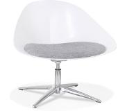 Alterego Chaise lounge design 'DAPHNE' en matière plastique blanche et tissu gris