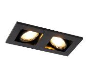 QAZQA Spot encastrable rectangulaire 2 lumières noir - Qure