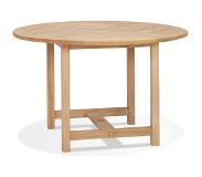 Alterego Table à diner ronde intérieur/extérieur 'MOUSTIK' en bois Teck naturel - Ø 120 cm