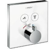 Hansgrohe Showerselect Glass thermostat de douche encastré 2 fonctions chrome et blanc brillants