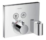 Hansgrohe Showerselect S Square thermostat de douche encastré avec support douchette 2 fonctions chrome brillant