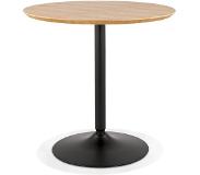 Alterego Table ronde design 'HUSH' en bois finition naturelle et métal noir - Ø 80 cm