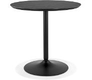 Alterego Table ronde design 'HUSH' en bois et métal noir - Ø 80 cm