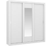 Vente-unique.be Armoire avec miroir ROXANE - 3 portes coulissantes - L. 220 cm - Blanc