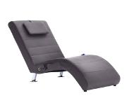 vidaXL Chaise longue de massage avec oreiller Gris Similicuir