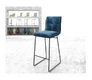 DELIFE Chaise-de-bar Maddy-Flex velours bleu cadre de patins métal