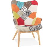 Alterego Fauteuil à oreilles 'PADOUK' en tissu patchwork teinte rouge
