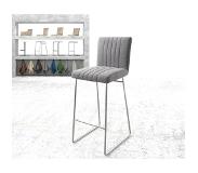 DELIFE Chaise-de-bar Luiga-Flex tissu texturé gris clair cadre de patins acier inoxydable