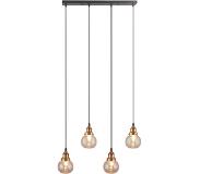LumenXL Lampe suspendue Art Déco en verre ambré 4 lumières - Bologne