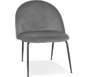 Alterego Fauteuil lounge 'MERMAID' en velours gris clair et pieds en métal noir