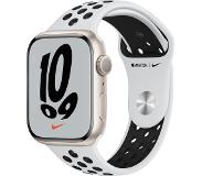 Apple Watch Nike Series 7 45 mm Or Blanc Aluminium Bracelet Sport Blanc