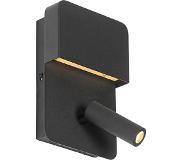 QAZQA Applique murale moderne noire avec LED avec USB et lampe de lecture - Robin