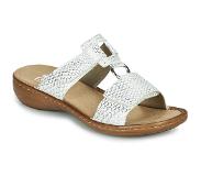 Rieker Nu-pieds plates en Blanc Simili cuir 39