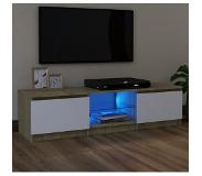 vidaXL Meuble TV avec lumières LED Blanc et chêne sonoma 120x30x35,5cm