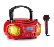 Auna Roadie Sing CD Boombox Radio FM Spectacle lumineux Lecteur CD Micro