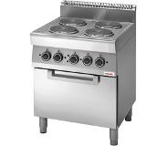 Modular Fourneau 700 | Électrique 400V | 4 brûleurs | Avec four à air chaud | 13600W | 70x70x85 cm