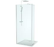 Linie Twist douche à l'italienne avec panneau latéral pivotant 90 x 200 cm verre transparent profil chrome brillant