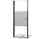 Luca Varess Kuresa porte pivotante 85 x 200 cm verre transparent avec bande matte profil noir mat