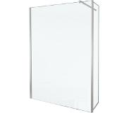 Balmani Move douche à l'italienne avec panneau latéral pivotant 140 x 200 cm verre transparent profil chrome brillant