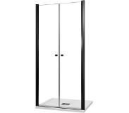 Luca Varess Kuresa porte battante 100 x 200 cm verre transparent profil noir mat