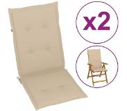 vidaXL Coussins de chaise de jardin 2 pcs Beige 120 x 50 x 3 cm