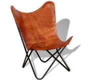 vidaXL Chaise papillon Marron Cuir véritable