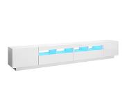 vidaXL Meuble TV avec lumières LED Blanc brillant 260x35x40 cm